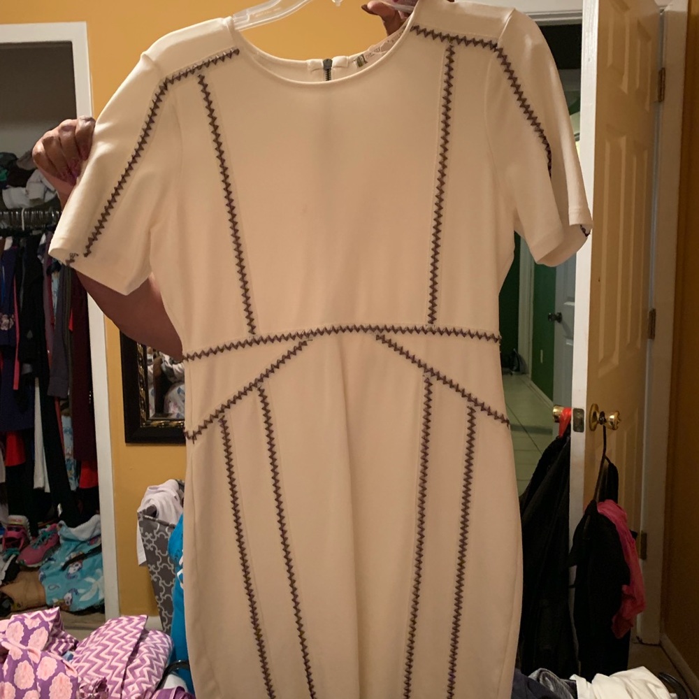 Beige casual work dress